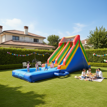 Load image into Gallery viewer, Rainbow giant inflatable water pool slide with blower