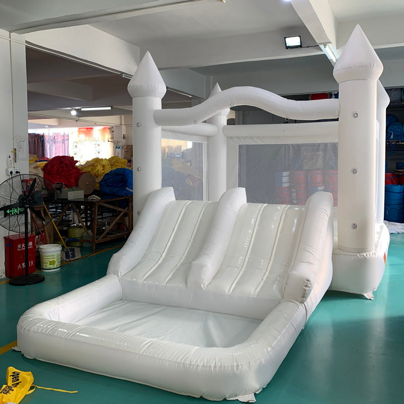 White Inflatable Bouncer Slide Bounce House Ball Pool with Blower