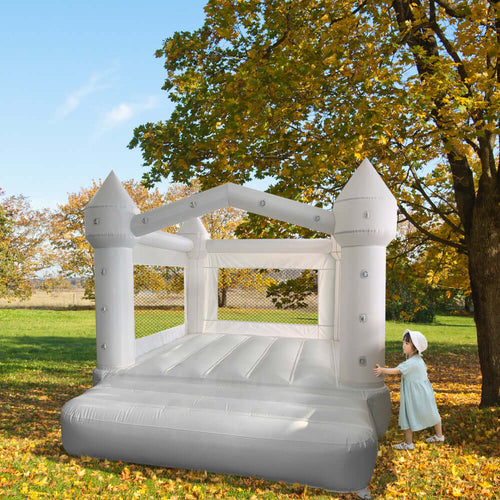 Bounce House-White Bouncy Castle Inflatable Bouncer Party Use -www.yardbouncycastle.com