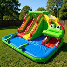 Cargar imagen en el visor de la galería, Tobogán acuático inflable - Tobogán acuático inflable de cocodrilo, juego de piscina para niños 
