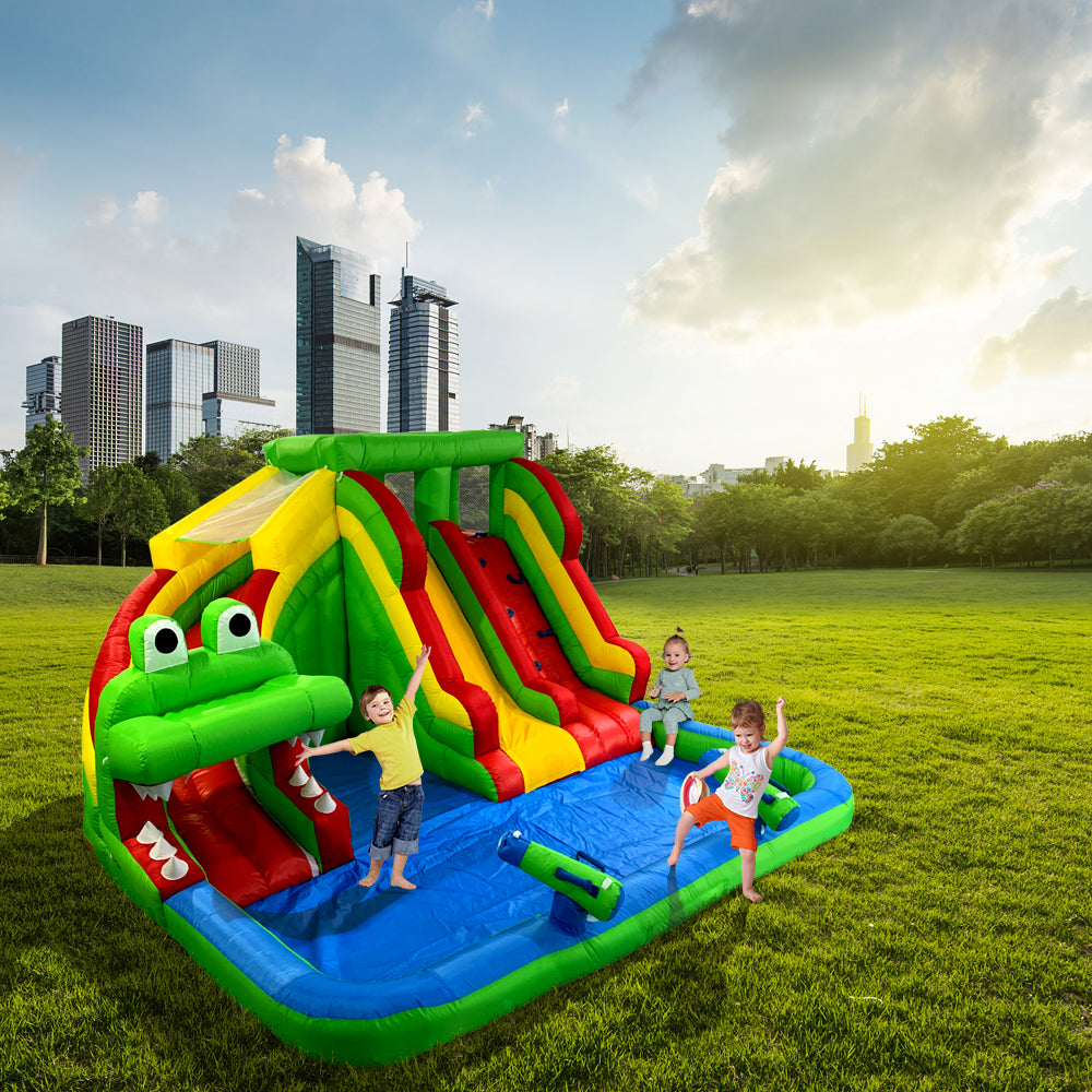 YARD Crocodile Inflatable Water Slide Pool Game for Kids with Blower