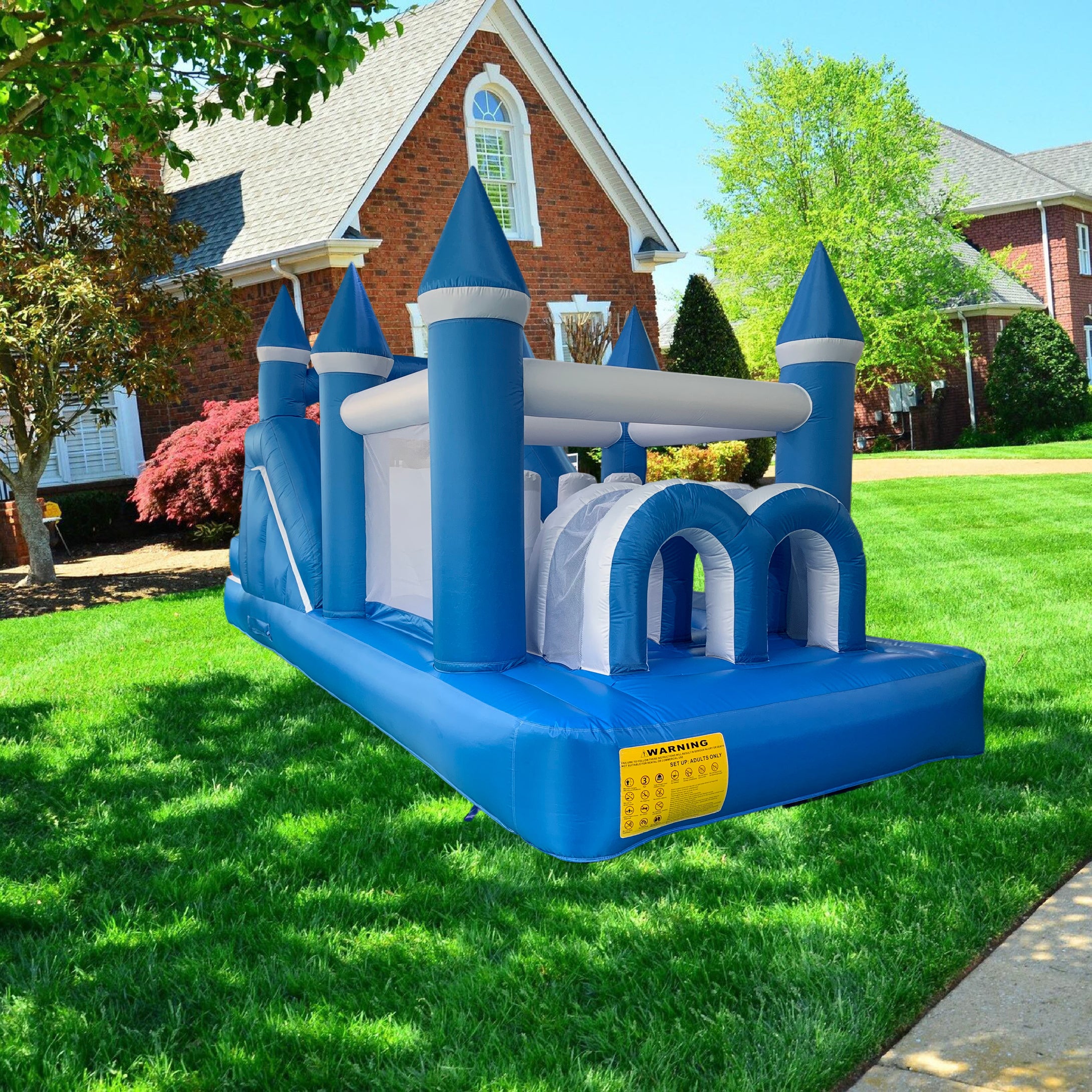 YARD Blue Bouncy Castle Inflatable Obstacle Course with Blower