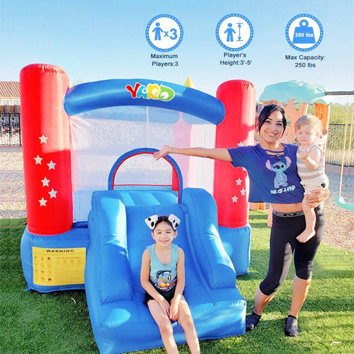 YARD Bounce House Slide 9.5'Lx6.6'Wx6.6'H Nylon Oxford with Blower - Yardinflatable